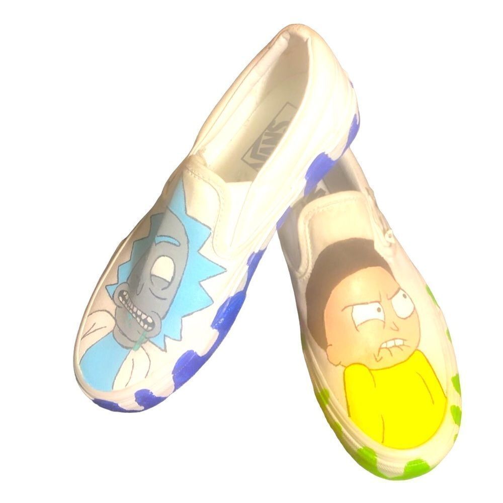 Vans Off The Wall Custom Rick And Morty Sneakers. White. Men’s 5 Women’s 6.5